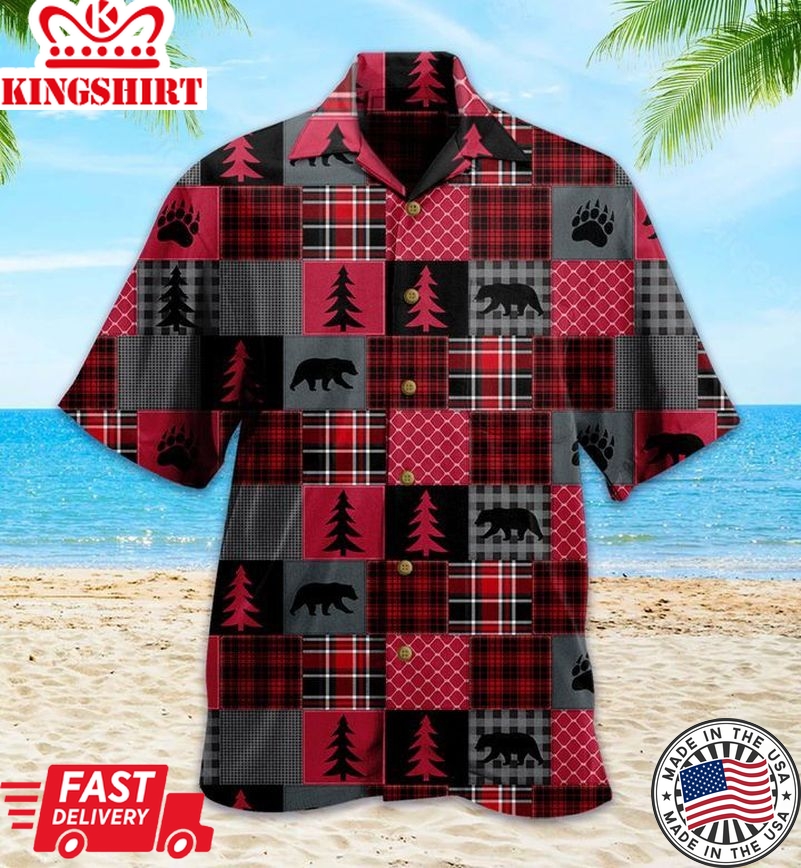 Boulder Bear Red Trendy Hawaiian Shirt 3D Summer Gifts