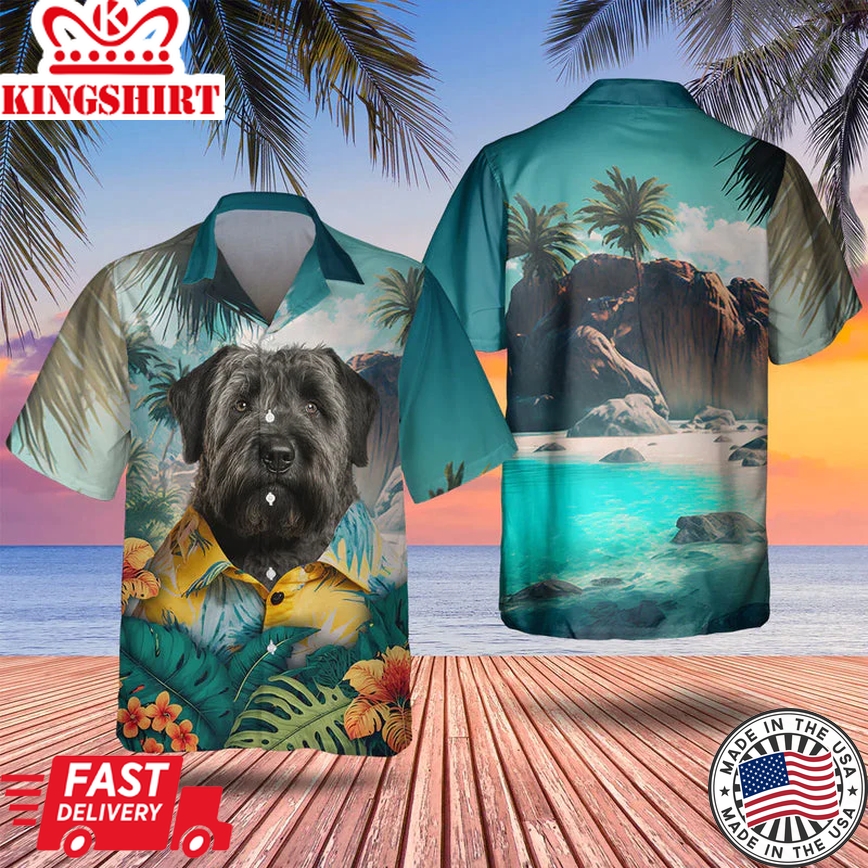 Bouvier Des Flandres Tropical 3D Trendy Hawaiian Shirt, Dog Trendy Hawaiian Shirt, Summer Gifts For Dog Lover