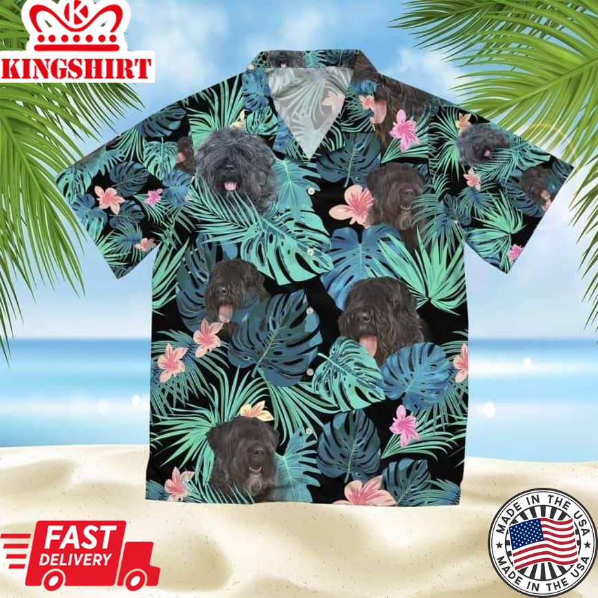 Bouvier Desflandres Trendy Hawaiian Shirt, Dog Summer Leaves Trendy Hawaiian Shirt, Unisex Print Aloha Short Sleeve Casual Shirt Summer Gifts