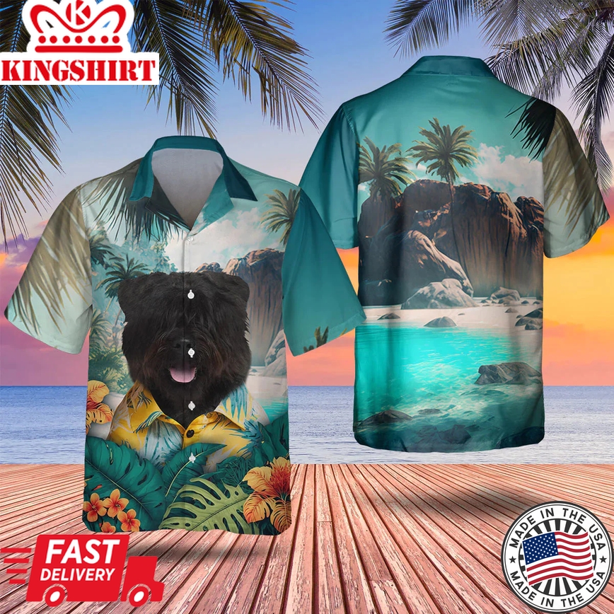 Bouvier Tropical 3D Trendy Hawaiian Shirt, Dog Trendy Hawaiian Shirt, Men's Hawaii Shirt, Summer Gifts For Dog Lover