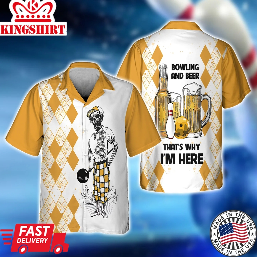 Bowling And Beer That's Why I'm Here Trendy Hawaiian Shirt, Bowling Trendy Hawaiian Shirt For Men, Women, Bowling Team Shirt