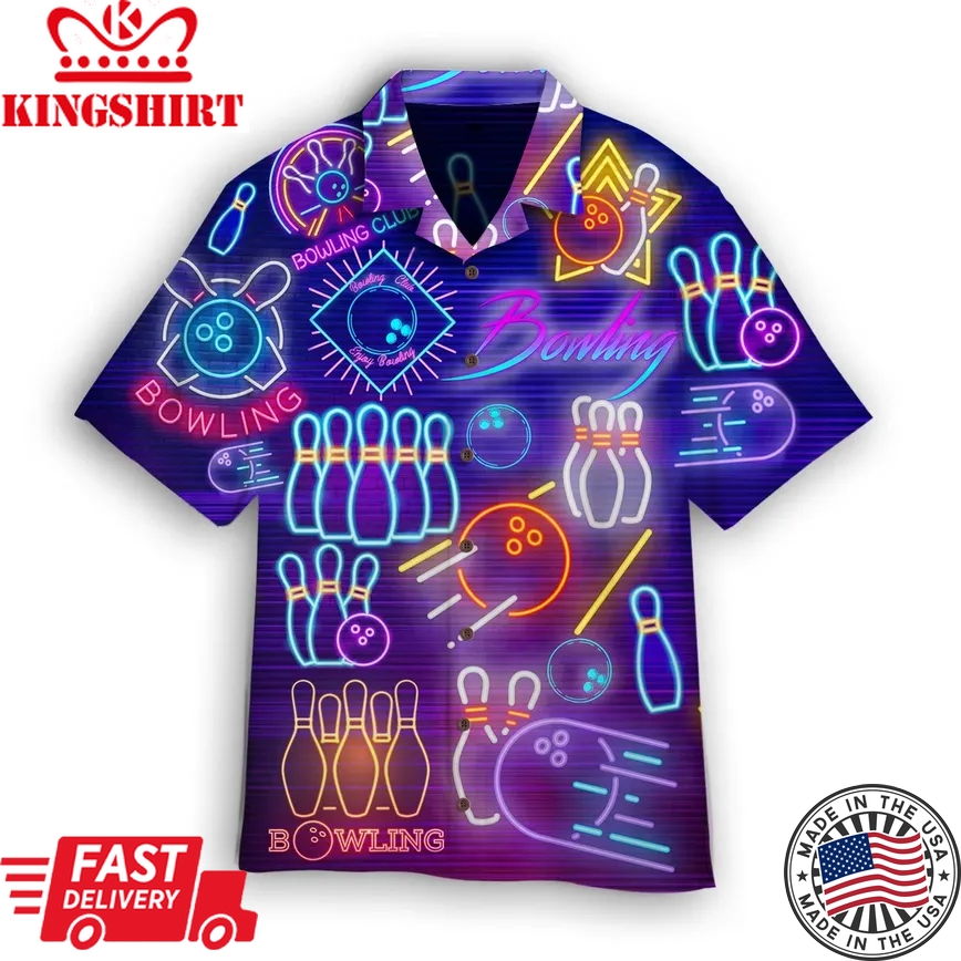 Bowling Club Neon Trendy Hawaiian Shirt