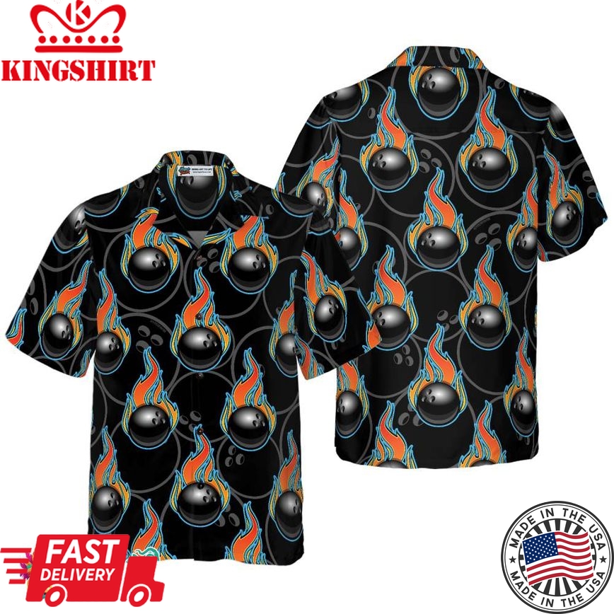 Bowling In Fire Seamless Pattern Hawaiian Shirt