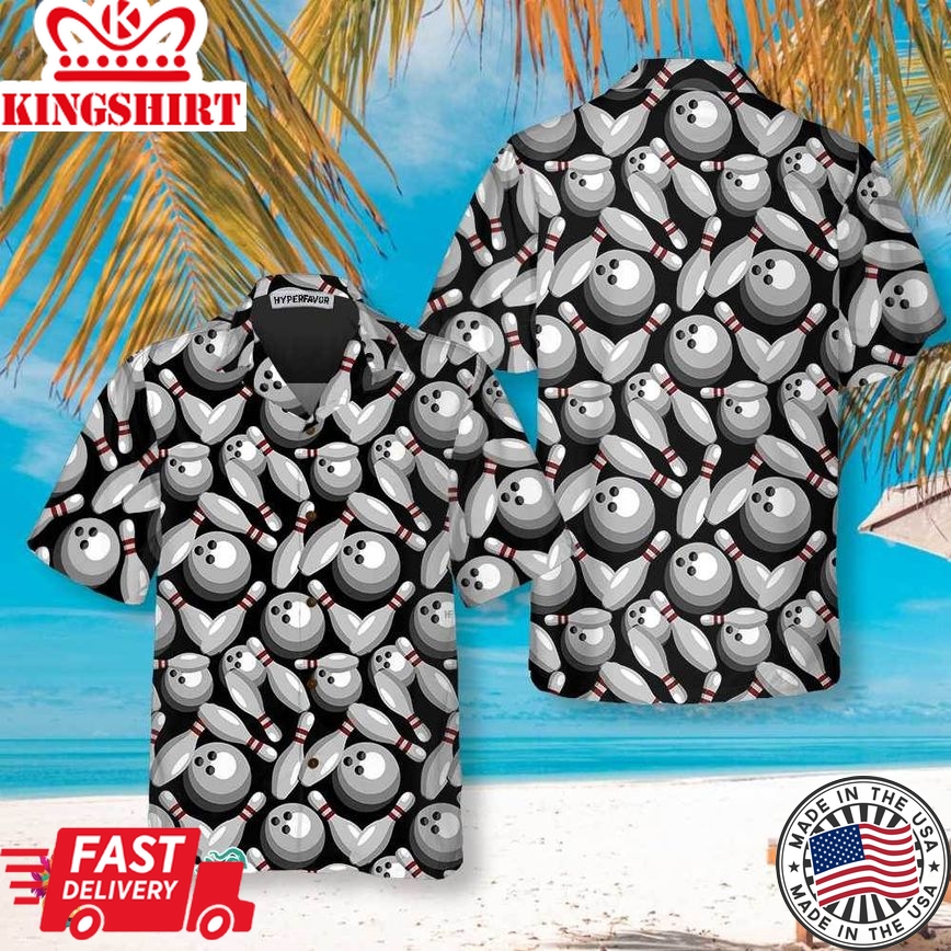 Bowling Pins & Balls Hawaiian Shirt, Seamless Bowling Patterns Shirt, Best Gift For Bowling Lovers