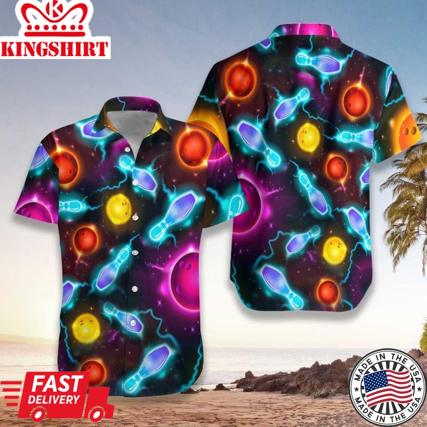 Bowling Space Color Trendy Hawaiian Shirt