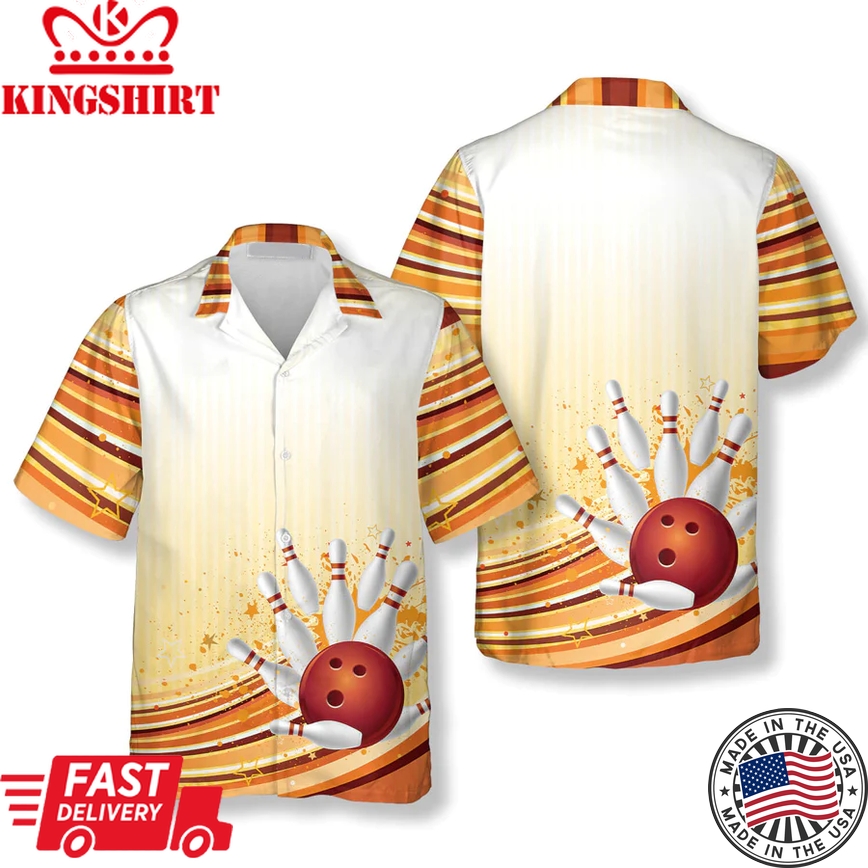 Bowling Strike And Strip Lines Pattern Bowling Trendy Hawaiian Shirt