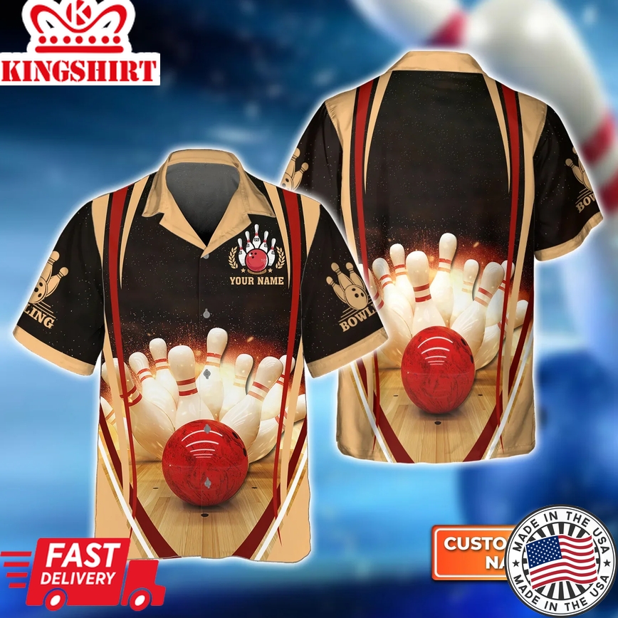 Bowling Strike Hit Fire Explosion Concept Trendy Hawaiian Shirt, Bowling Trendy Hawaiian Shirt For Men, Women, Bowling Team Shirt