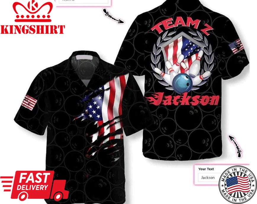 Bowling Team American Flag Personalized Trendy Hawaiian Shirt, Group Hawaii Shirt Summer Gifts, Gifts For Bachelor Party, Best Gifts For Men.