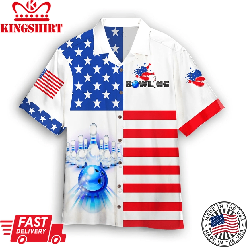 Bowling Team American Flag Trendy Hawaiian Shirt