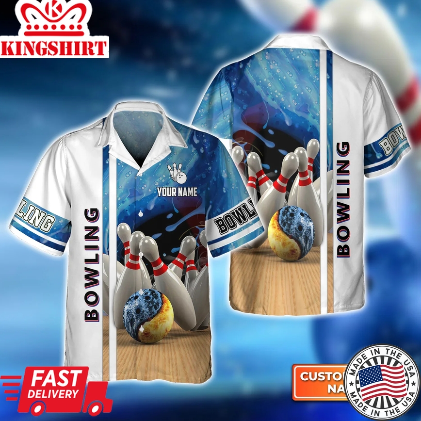 Bowling Trendy Hawaiian Shirt For Men, Women, Bowling Team Shirt, Bowling Strike In Water Trendy Hawaiian Shirt