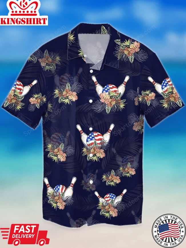 Bowling Tropical Flag Trendy Hawaiian Shirt, Summer Gift, Trendy Hawaiian Shirts For Men, Aloha Beach Shirt