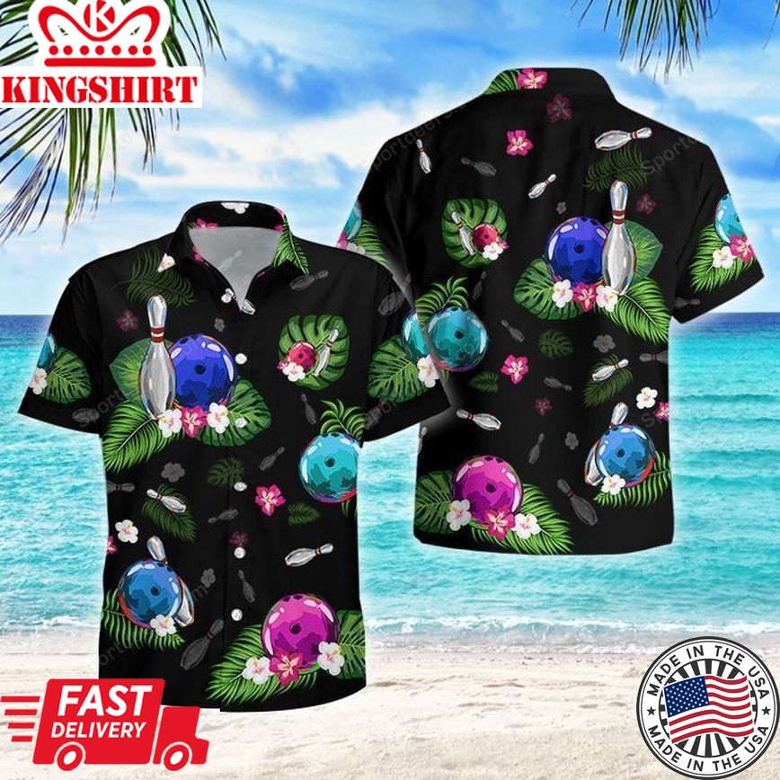 Bowling Tropical Trendy Hawaiian Shirt, Summer Gift, Trendy Hawaiian Shirts For Men, Aloha Beach Shirt