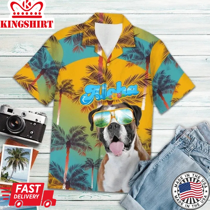 Boxer Dog Trendy Hawaiian Shirt