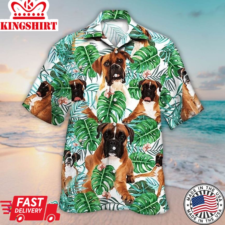 Boxer Hawaiian Shirt Looking At You Tropical Green, Aloha Hawaiian Shirts