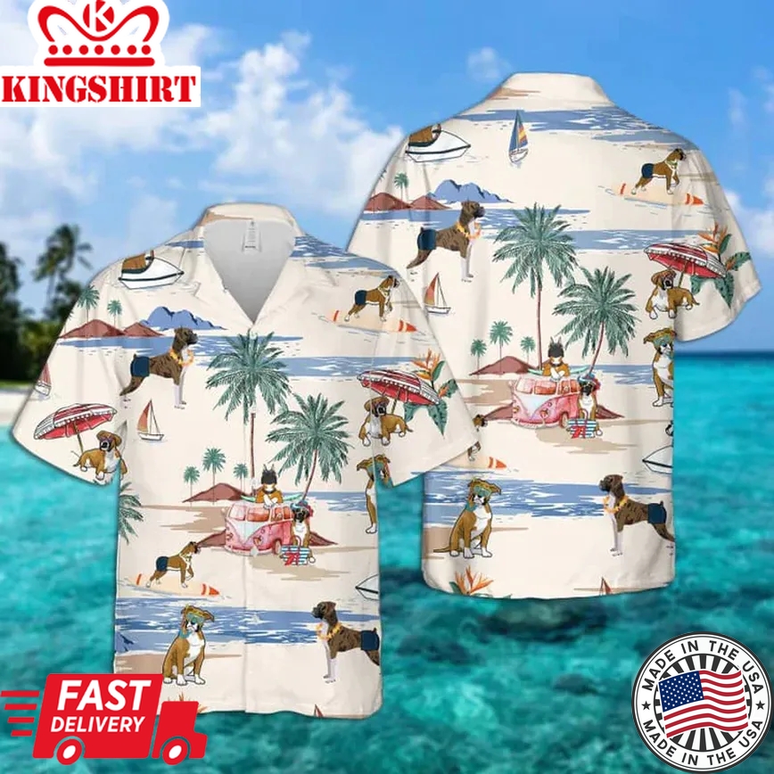 Boxer Summer Beach Trendy Hawaiian Shirt, Trendy Hawaiian Shirts For Men, Trendy Hawaiian Shirts For Men, Aloha Beach Shirt