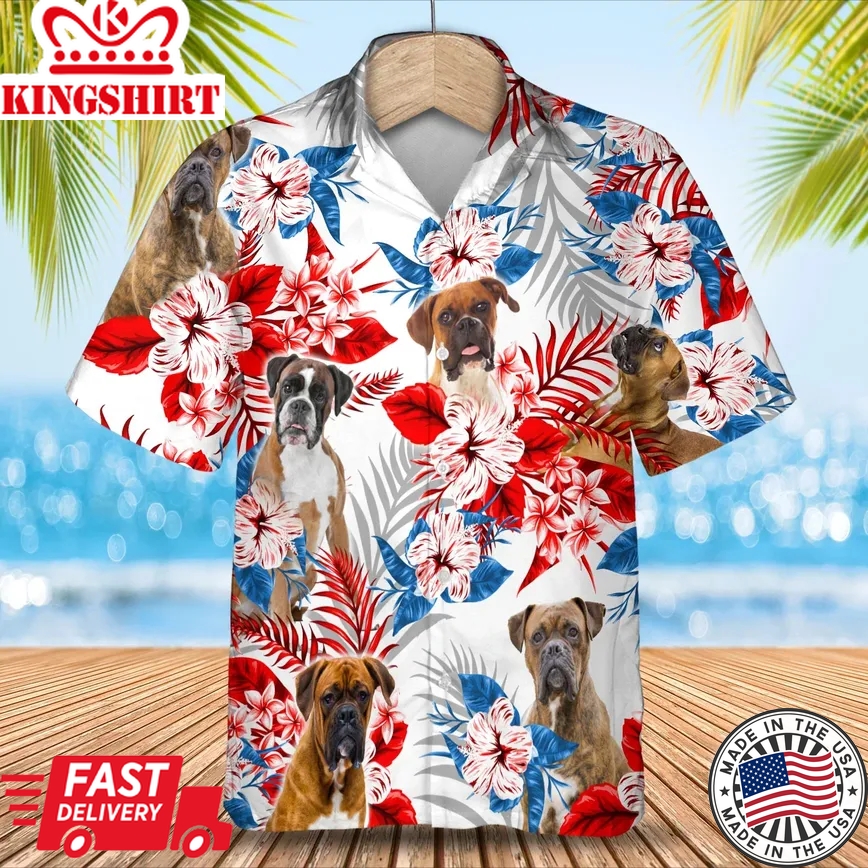 Boxer Trendy Hawaiian Shirt, Dog Summer Aloha Shirt, Men Trendy Hawaiian Shirt, Women Trendy Hawaiian Shirt