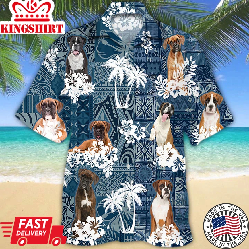 Boxer Trendy Hawaiian Shirt, Dog Trendy Hawaiian Shirt Men Women, Short Sleeve Hawaiian Aloha Shirt