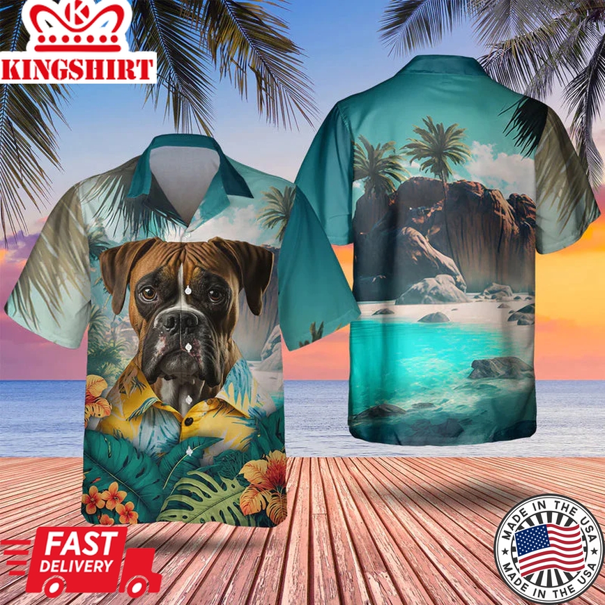 Boxer Tropical 3D Trendy Hawaiian Shirt, Dog Trendy Hawaiian Shirt, Summer Gifts For Dog Lover