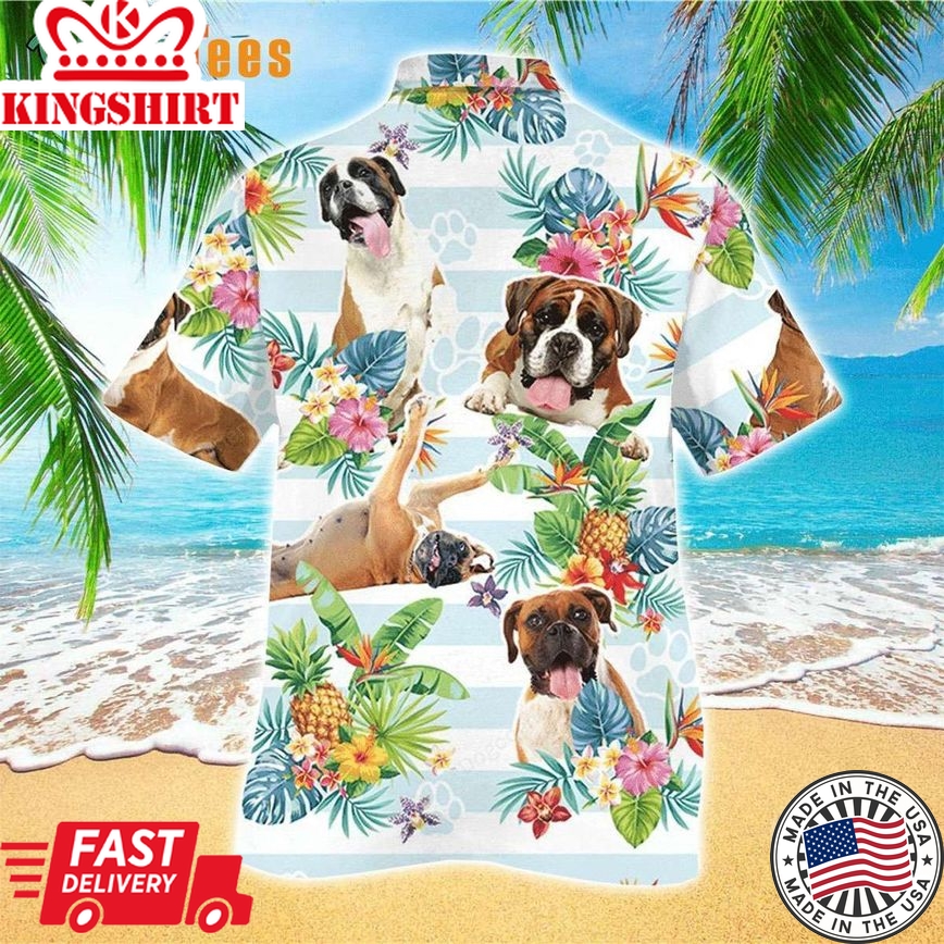 Boxer Tropical Flower, Dog Trendy Hawaiian Shirt Perfect Gifts For Your Loved Ones