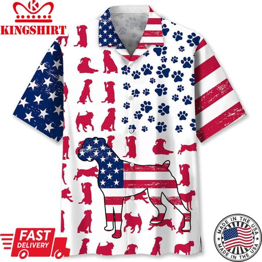 Boxer Usa Flag Hawaii Shirt