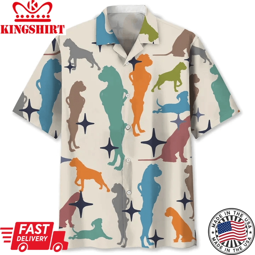 Boxer Vintage Trendy Hawaiian Shirt, Trendy Hawaiian Shirt For Men, Summer Gift For Dog Lovers