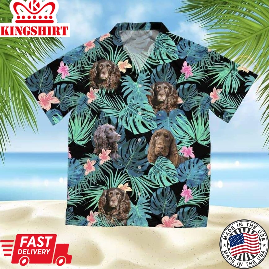 Boykin Spaniel Trendy Hawaiian Shirt, Dog Summer Leaves Trendy Hawaiian Shirt, Unisex Print Aloha Short Sleeve Casual Shirt Summer Gifts