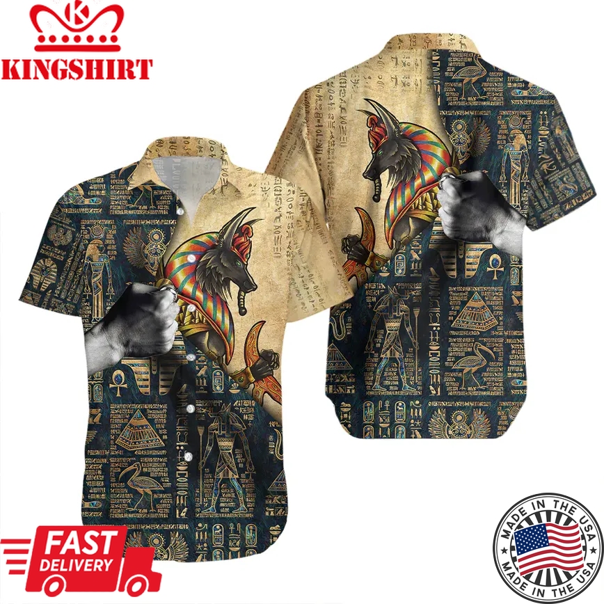 Brave Anubis Ancient Egyptian Mythology Trendy Hawaiian Shirt