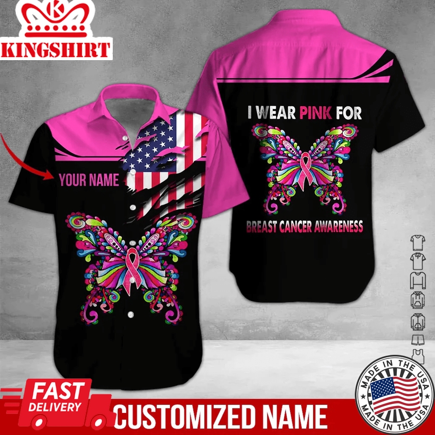 Breast Cancer Awareness Custom Name Aloha Trendy Hawaiian Shirts For Men & For Women