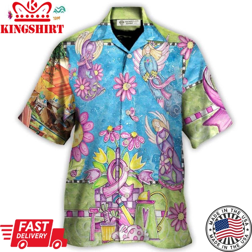 Breast Cancer Courage Angel With Pink Ribbon Hawaiian Shirt