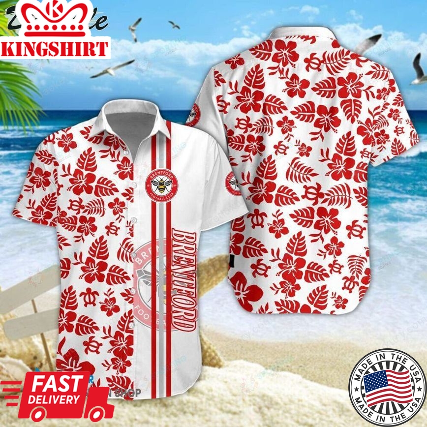 Brentford Fc Red Flower Tropical Trendy Hawaiian Shirt V3 Aloha Shirt