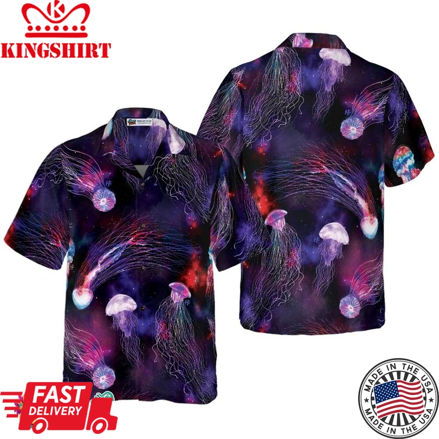 Bright Night Galaxy With Jellyfishes Hawaiian Shirt