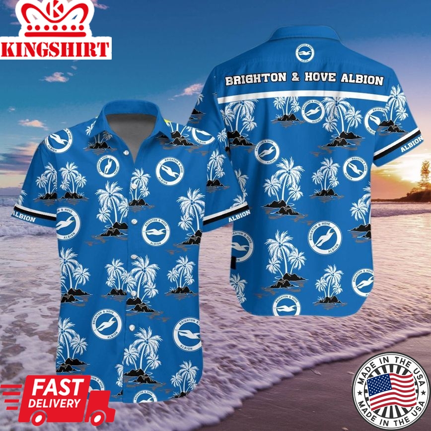 Brighton & Hove Albion Fc Blue Coconut Tree Island Trendy Hawaiian Shirt Aloha Shirt