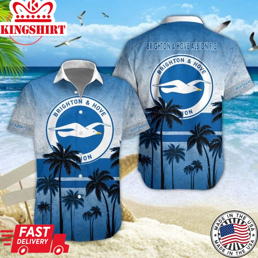 Brighton & Hove Albion Fc Coconut Tree Beach Trendy Hawaiian Shirt Aloha Shirt