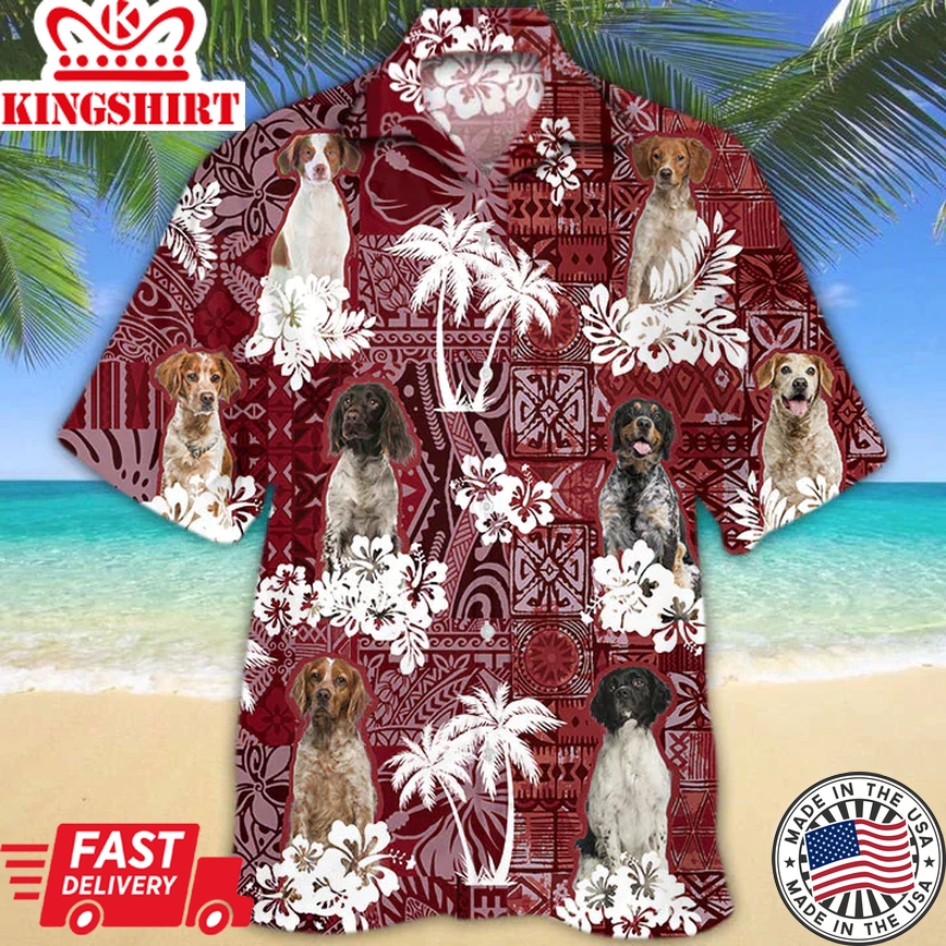 Brittany Red Trendy Hawaiian Shirt, Gift For Dog Lover Shirts, Animal Summer Shirts, Trendy Hawaiian Shirt Men