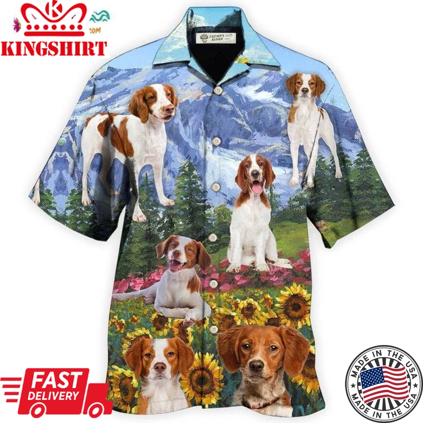 Brittany Spaniel Dog Beautiful Landscape Hawaiian Shirt