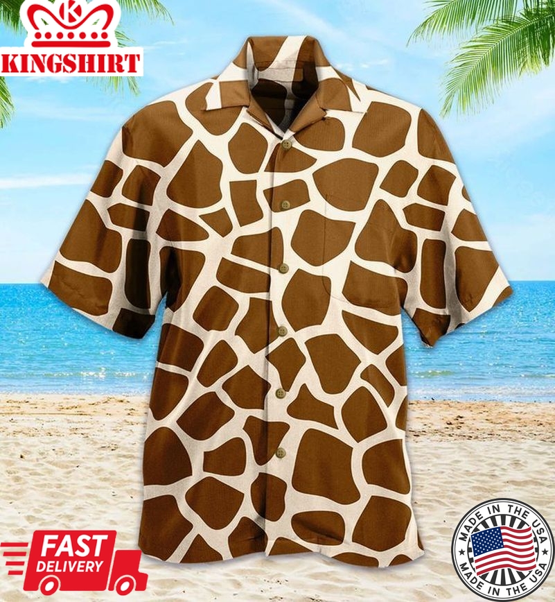 Brown Giraffe Graphic Trendy Hawaiian Shirt 3D Summer Gifts