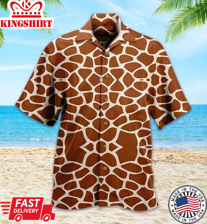 Brown Giraffe Trendy Hawaiian Shirt 3D Summer Gifts