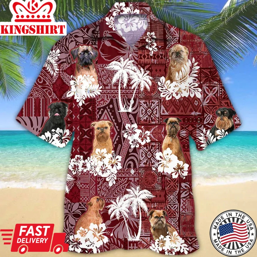 Brussels Griffon Red Trendy Hawaiian Shirt, Gift For Dog Lover Shirts, Animal Summer Shirts, Trendy Hawaiian Shirt Men