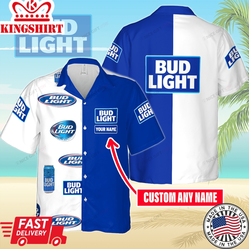 Bud Light Personalized Name Printed Hawaiian Shirt