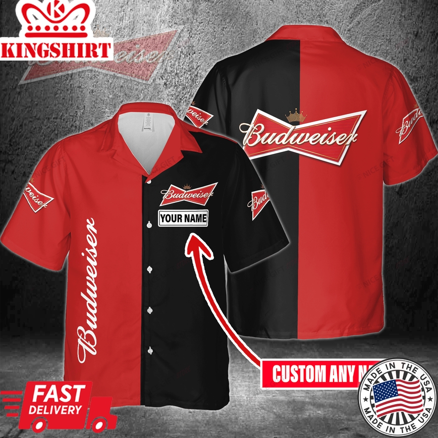 Budweiser Custom Name Shirt Hawaiian Vacation Style