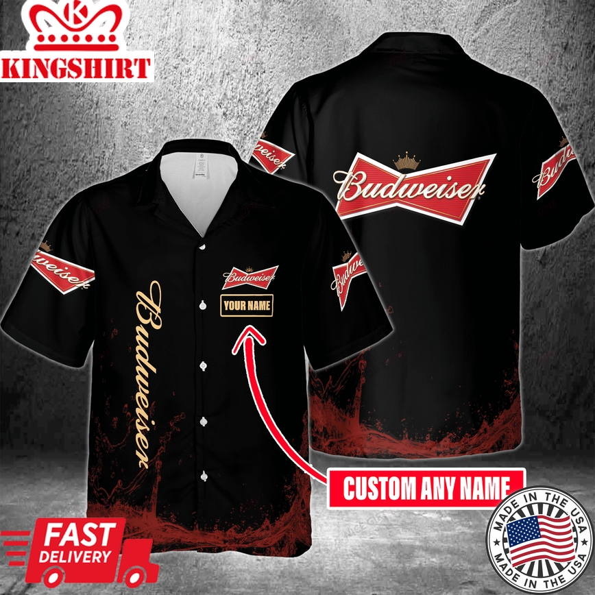 Budweiser Customizable Name On Tropical Shirt