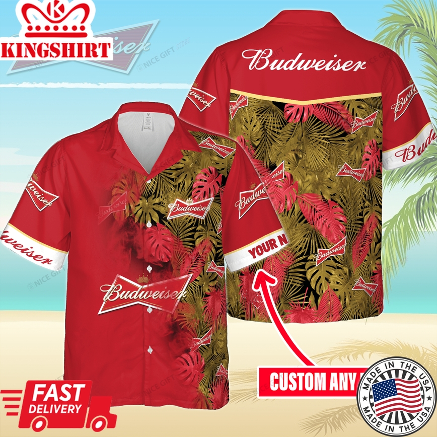 Budweiser Island Theme Hawaiian Custom Name Shirt