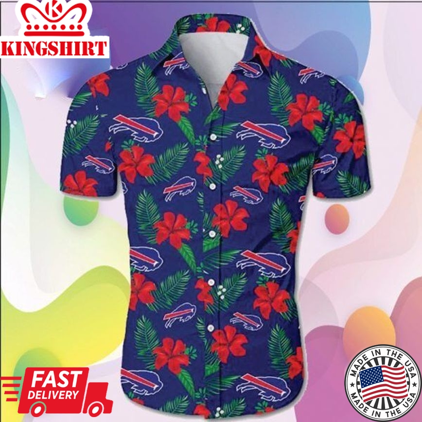 Buffalo Bills Hawaiian Shirt Buffalo Bills Hibiscus Flowers Red Blue Hawaii Shirt Buffalo Bills Aloha Shirt