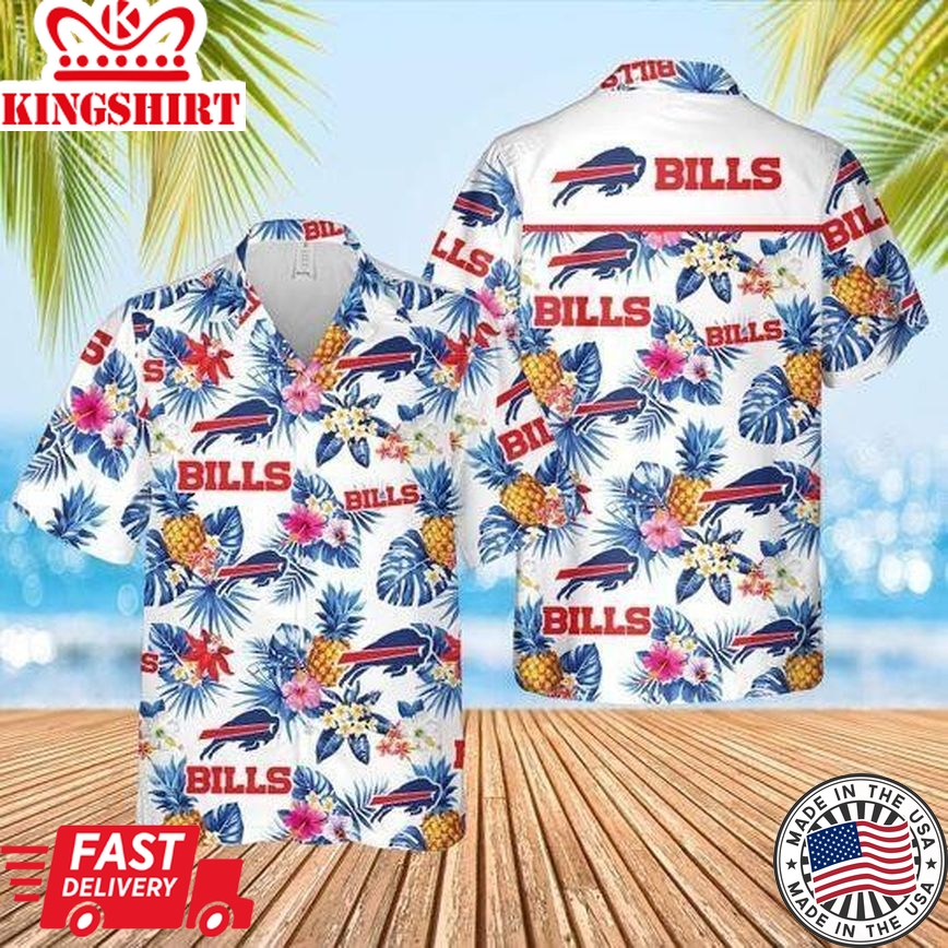 Buffalo Bills Hawaiian Shirt Buffalo Bills Palm Leaves Pineapples Red Blue White Hawaii Shirt Buffalo Bills Aloha Shirt