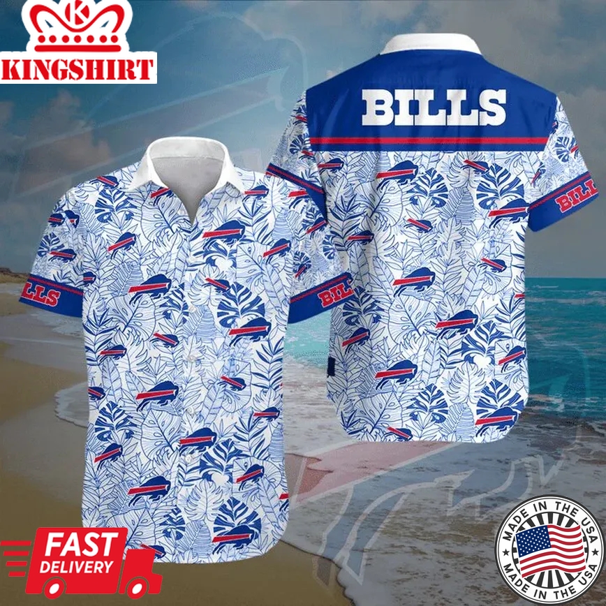 Buffalo Bills Trendy Hawaiian Shirt Buffalo Bills Palm Leaves Blue White Hawaii Shirt Buffalo Bills Aloha Shirt