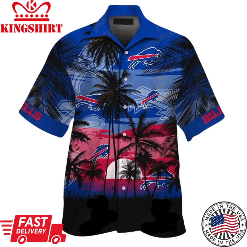 Buffalo Bills Trendy Hawaiian Shirt Buffalo Bills Palm Tree Sunset Blue Hawaii Shirt Buffalo Bills Aloha Shirt