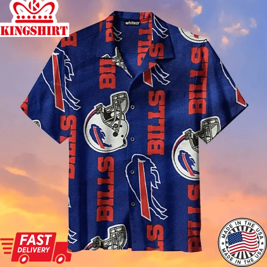 Buffalo Bills Trendy Hawaiian Shirt Buffalo Symbol American Football Helmet Hawaii Shirt Buffalo Bills Aloha Shirt