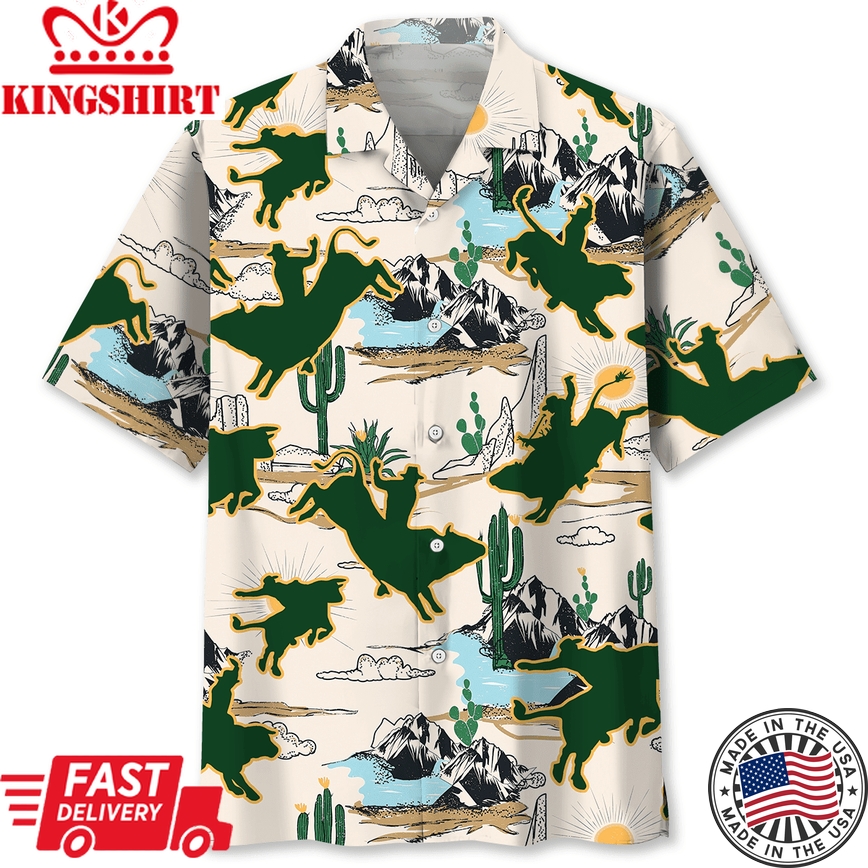 Bull Riding Desert Trendy Hawaiian Shirt