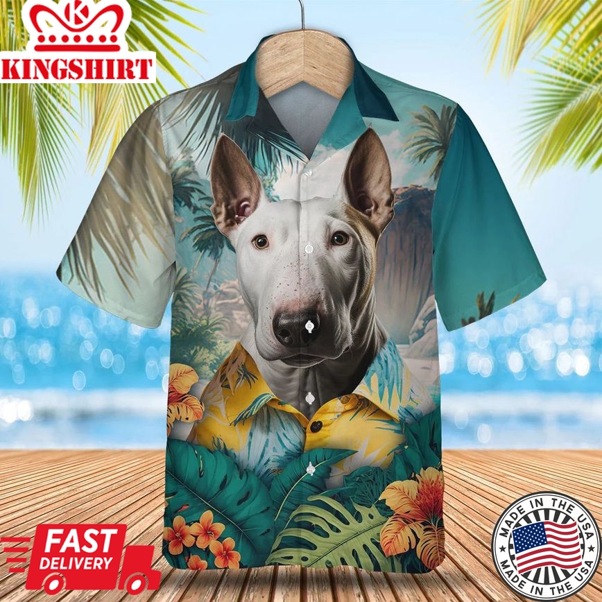 Bull Terrier Ai - 3D Tropical Trendy Hawaiian Shirt