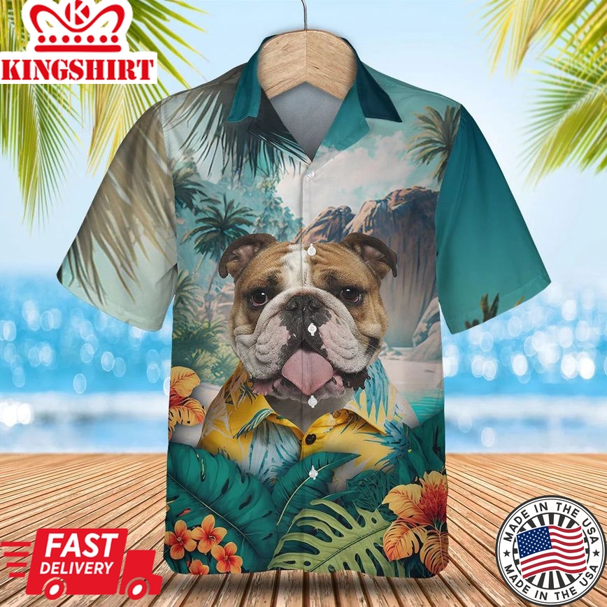 Bulldog - 3D Tropical Trendy Hawaiian Shirt